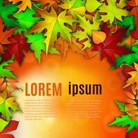 autumn background with red and yellow leaves, vector