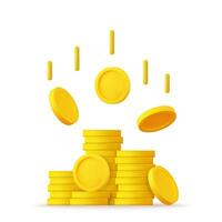 3D Stack of Gold Coins Icon vector