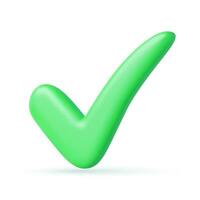 Green check mark 3d icon. vector