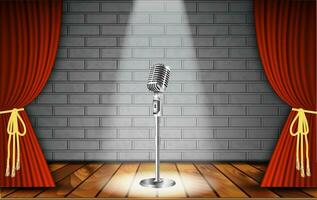 Microphone and red curtain vector