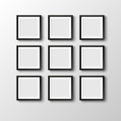 Six frames hang on wall