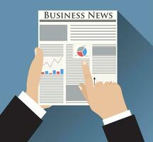 Businessman holding Business News newspaper vector