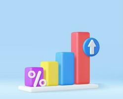 3d Business bar graph strategy concept vector