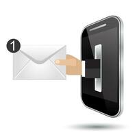 receiving mail by smart phone vector