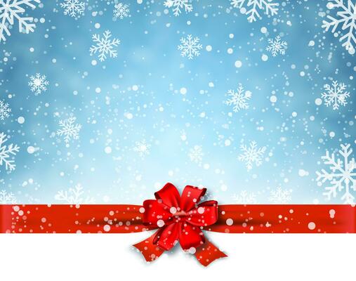 Winter background with red bow