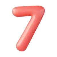 3d Number 7. Seven Number sign red color. vector