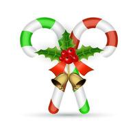 Christmas candy cane with red bow vector