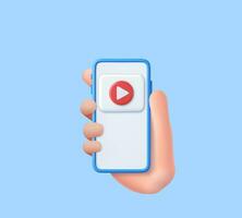 3d Mobile icon playing video, vector