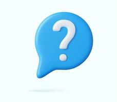 3d Message box with question mark icon. vector