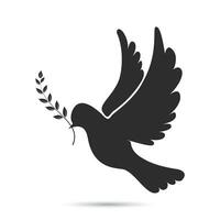 Icon of dove flying with olive twig in its beak vector