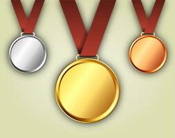 Set of gold, silver and bronze medals vector