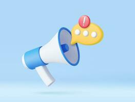 3d Megaphone with messages icon. vector