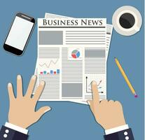 man reading a newspaper vector