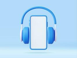 3d Portable headphones with phone vector