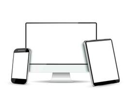 Set computer monitor, tablet and mobile phone vector