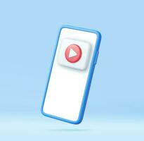 3d Mobile icon playing video, vector