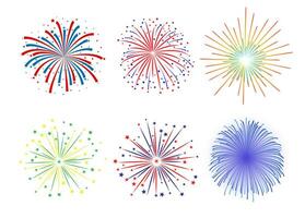 Set Firework design on white background vector