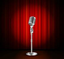 Microphone and red curtain vector