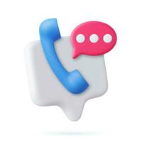 3d Phone handset with speech bubble. vector