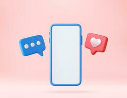 3D Like Icon with Heart and Smartphone vector