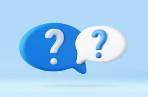 3d Speech bubble with question mark. vector