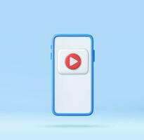 3d Mobile icon playing video, vector