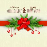 Happy New Year and Merry Christmas Greeting Card vector