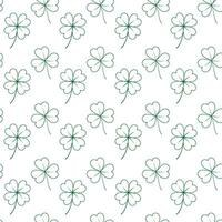 Seamless pattern of outline drawn tree and four leaf clover. Backdrop design concept for many uses vector