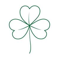Three leaf clover outline drawing in trendy green color. St. Patrick sticker or icon design concept vector