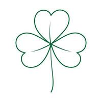 Three leaf clover outline drawing in trendy green color. St. Patrick sticker or icon design concept vector