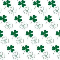 Seamless pattern of tree and four leaf clover. Outline and color drawn design concept for many uses vector