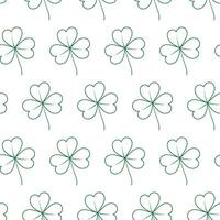 Seamless pattern of contour drawn tree leaf clover in trendy green. Concept for wallpaper or print vector