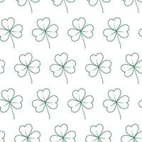 Seamless pattern of contour drawn tree leaf clover in trendy green. Concept for wallpaper or print vector