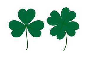 Three leaf and four leaf clover in trendy green. Design elements for stickers, icon or other uses vector