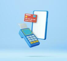 3d Mobile payment with Pos terminal, vector