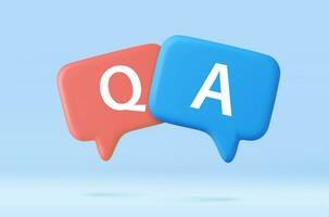 3d Speech bubble with q and a letters, vector