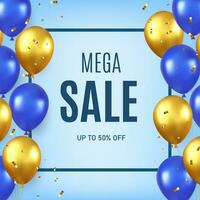 3d mega sale text, vector