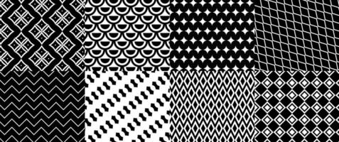 Collection of Geometric Background - Seamless Patterns - Vector Illustration - Black and White Patterns