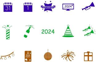 New Year Icon Collection Vector