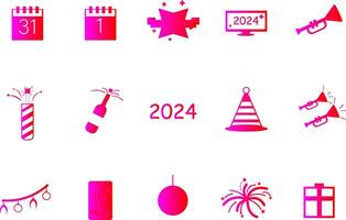 New Year Icon Collection Vector