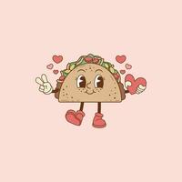 retro illustration of a taco for lovers vector