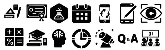 Education line icon collection. Editable stroke. Vector illustration. Containing knowledge, college, task list, design, training, idea, teacher, file, graduation hat, institute, ruler, telescope.