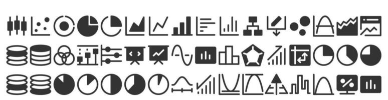 Statistics icon set. Containing data, web statistics, survey, prediction, presentation, cloud analysis and pie chart icons. Solid icon collection. vector