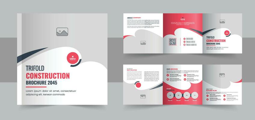 Construction and renovation square trifold brochure template design or real estate promotion Brochure leaflet