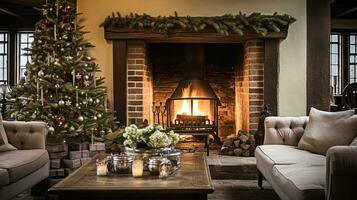 ai generado Navidad a el señorío, Inglés campo decoración y interior decoración foto