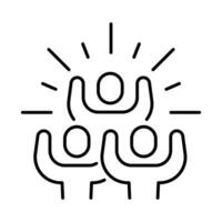 Group happy people icon. Simple outline style. Active kid, joy, fun team, enjoy, fan, freedom concept. Thin line symbol. Vector illustration isolated.