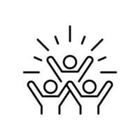 Group happy people icon. Simple outline style. Active kid, joy, fun team, enjoy, fan, freedom concept. Thin line symbol. Vector illustration isolated.