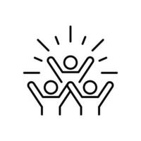 Group happy people icon. Simple outline style. Active kid, joy, fun team, enjoy, fan, freedom concept. Thin line symbol. Vector illustration isolated.