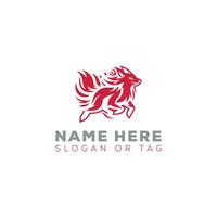 Fire Fox Running Logo write background vector