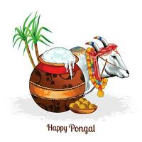 Happy pongal celebration festival card background vector